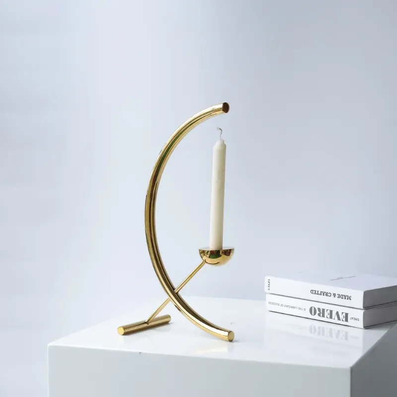 Modern Minimalist Metal Candle Holder Stainless Steel Desktop Ornament for Living Room Salon Shop Display Decor Soft Home