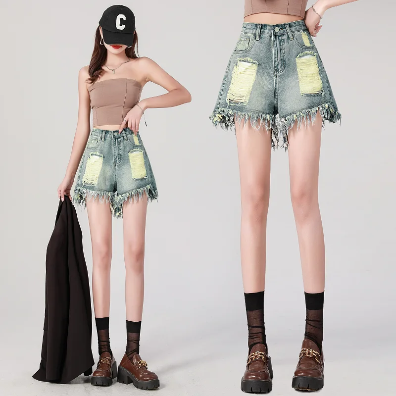 Streetwear Harajuku Style Boyfriend Ripped Jean Shorts Women Summer Autumn New Fashion Vintage Girls Denim Short Dropshipping