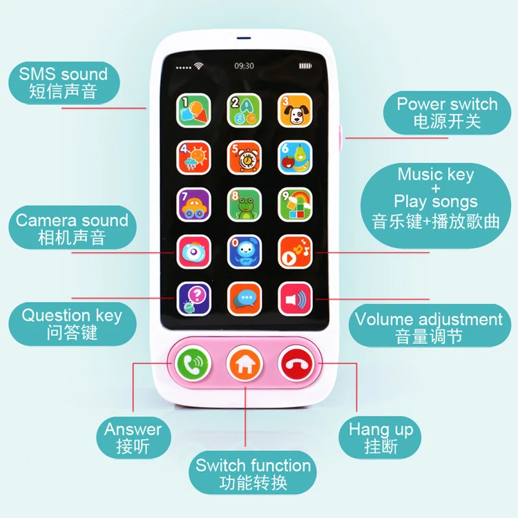 Multi-function Smart Cellphone Toy Kids Learning Mobile Phone Electric Music Sound Light Educational Machine Child Birthday Gift