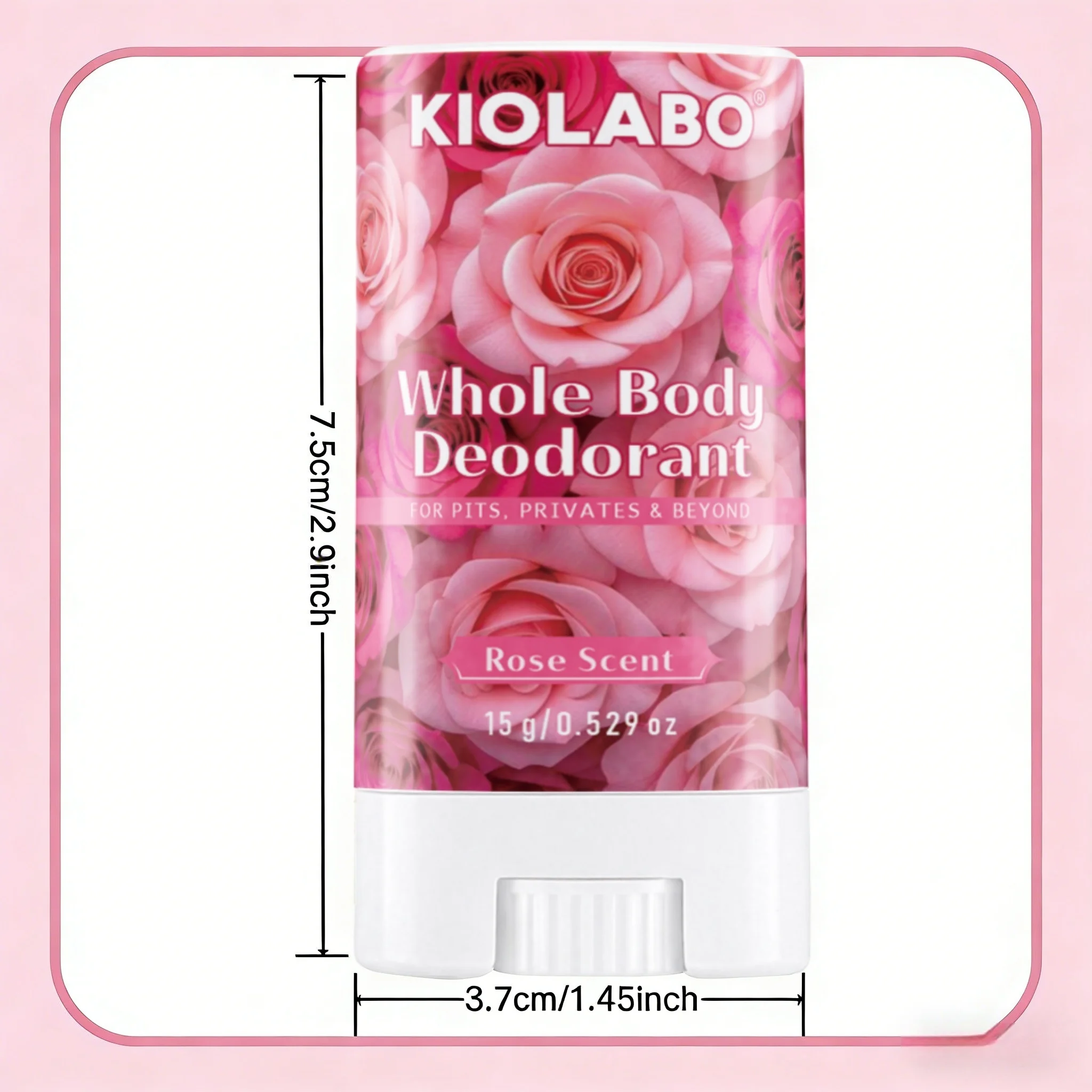KIOLABO Whole Body Deodorant for Women & Men, Smooth Solid, Aluminum Free, Odor Control for Pits, Privates & Beyond, 15g (0.529