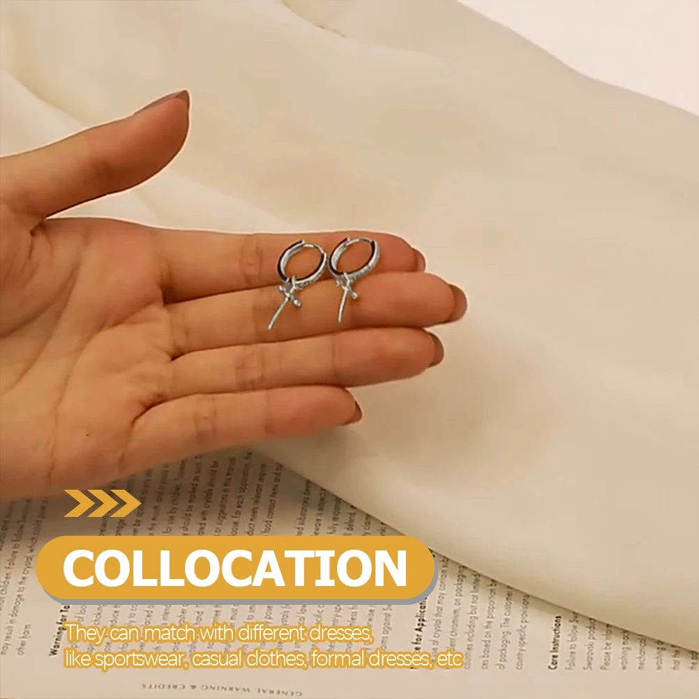 

1 Pair Rhinestone Loop Sword Women Ear Jewelry Gift Nickel Lead Free Hypoallergenic Wedding Festival Dangle Earrings For Women