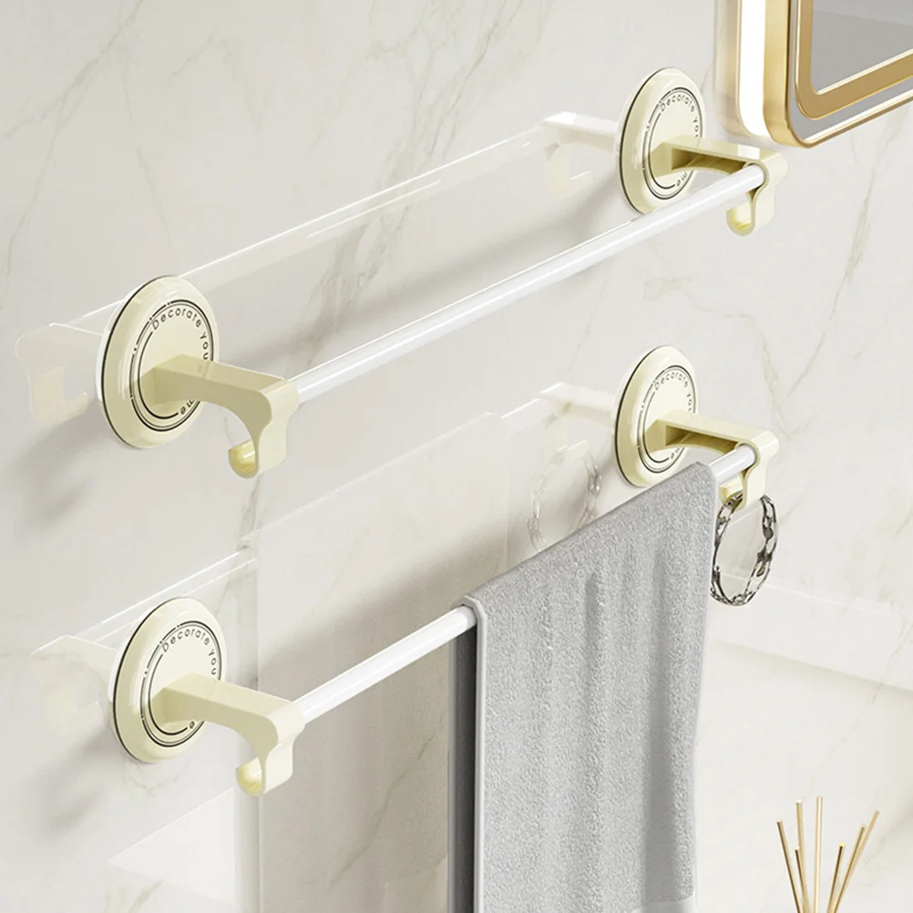 

2Pcs Bathroom Wall Mounted Towel Holder Iron Tube ABS Hand Towel Rack Punch Free Space Saving Bathroom Racks