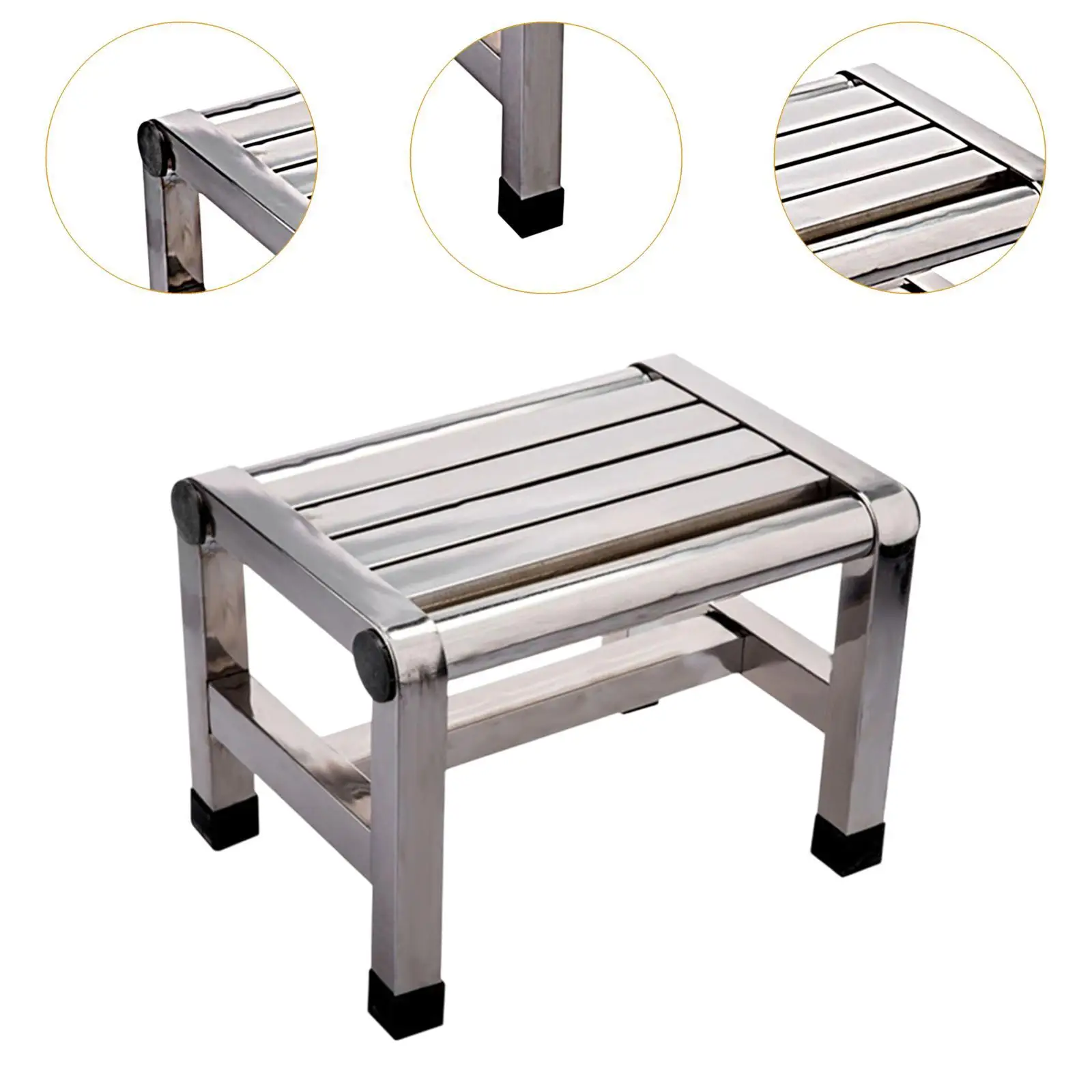 حمام البراز مستقرة عدم الانزلاق الحمام البراز الفولاذ المقاوم للصدأ المعادن خطوة البراز للشقة الرجال النساء المسنين كبار أطفال الأطفال