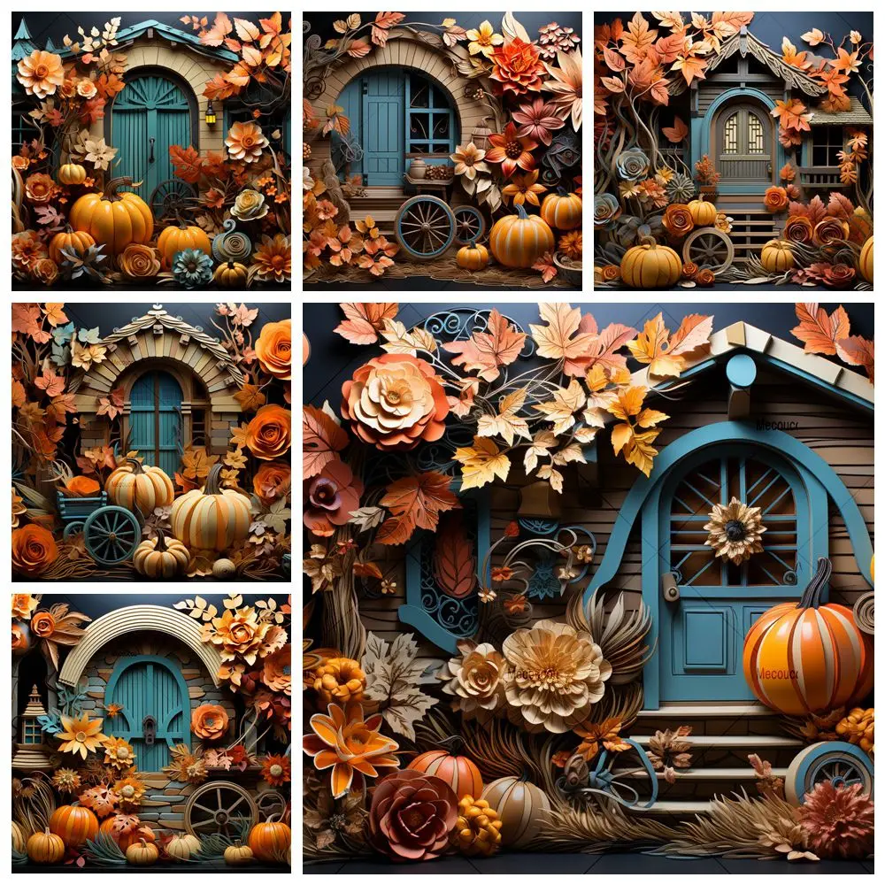 

Fall Backdrop for Photography Maple Leaf Pumpkin Harvest Portrait Background Autumn Thanksgiving Holiday Party Decor Customized