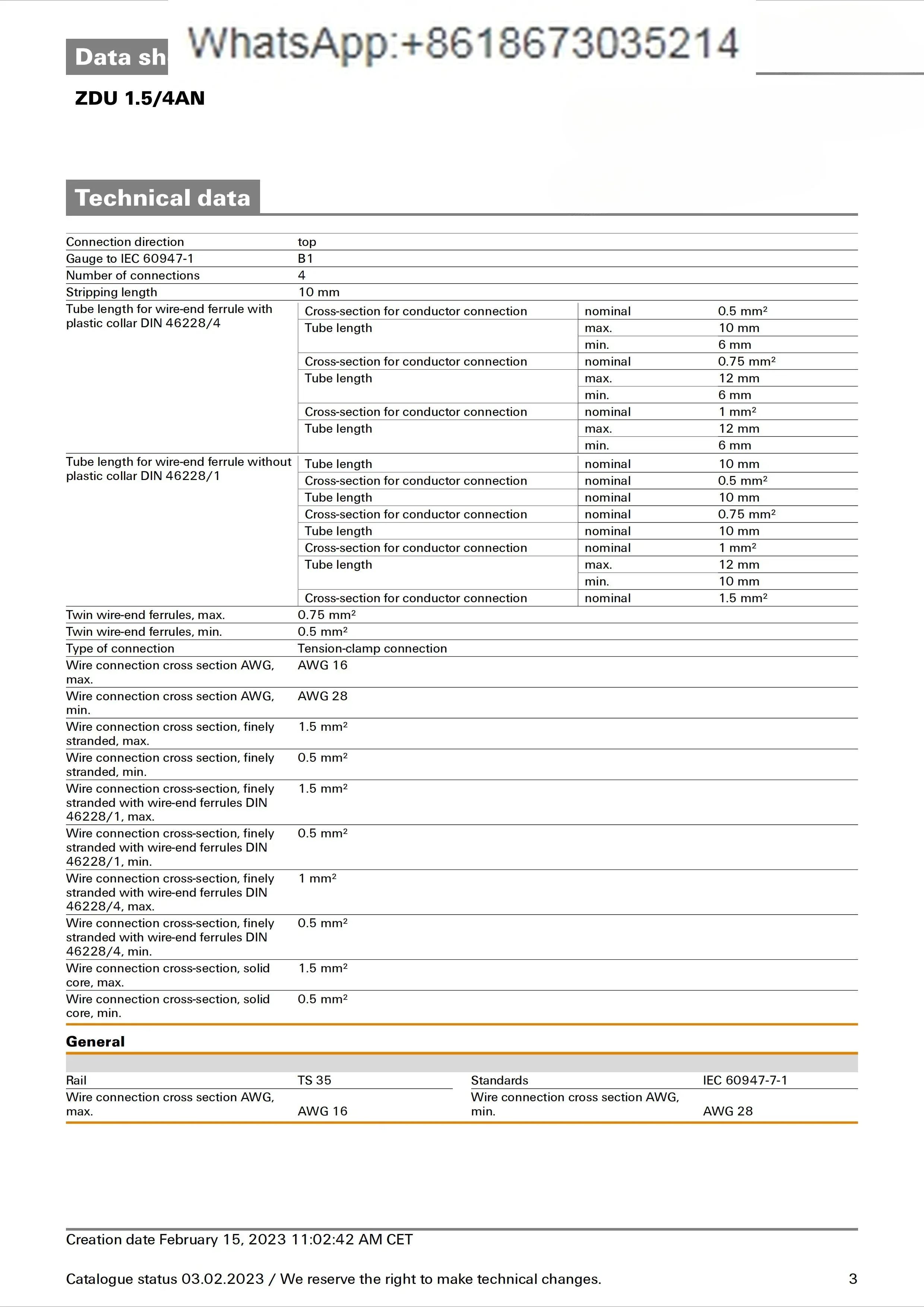 100 Pcs  ZDU 1.5/4AN 1775580000 Terminal Block