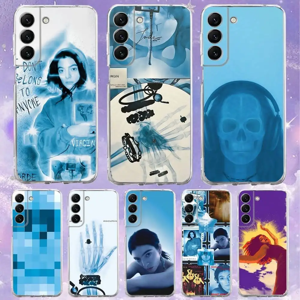 

Virgin L-Lorde Singer Phone Case For Samsung S24,30,21,22,23,20 FE,lite,PIus,Ultra,5G,Note,9,10 Transparent Cover