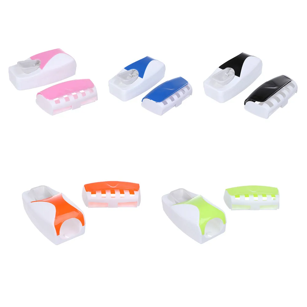 Toothbrush Holder Automatic Toothpaste Dispenser Set Dustproof Sticky Suction Wall Mounted Toothpaste Squeezer Bathroom Holder