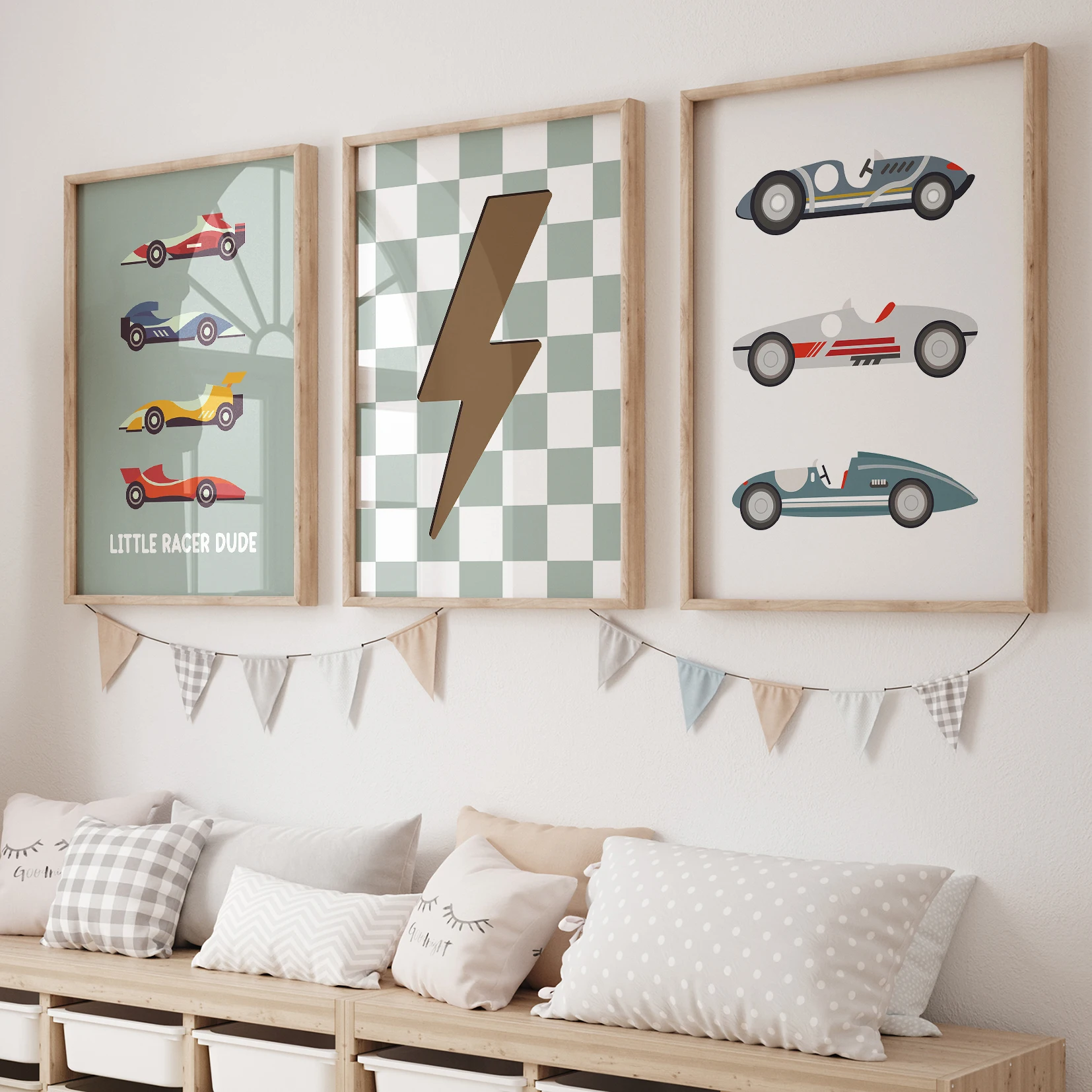 3 stücke Cartoon Kinder Blitz Racing Wand Kunstdrucke Leinwand Malerei Poster Bild Für Wohnzimmer Wohnkultur