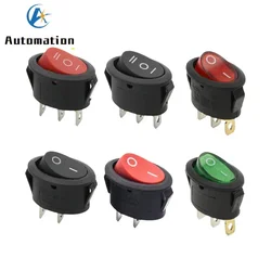 1Pcs KCD1 25*16.5mm Mini Round Boat Rocker Switch 2/3 Pin SPST ON-OFF ON-OFF-ON 6A/250VAC Power Button Switchs With Light