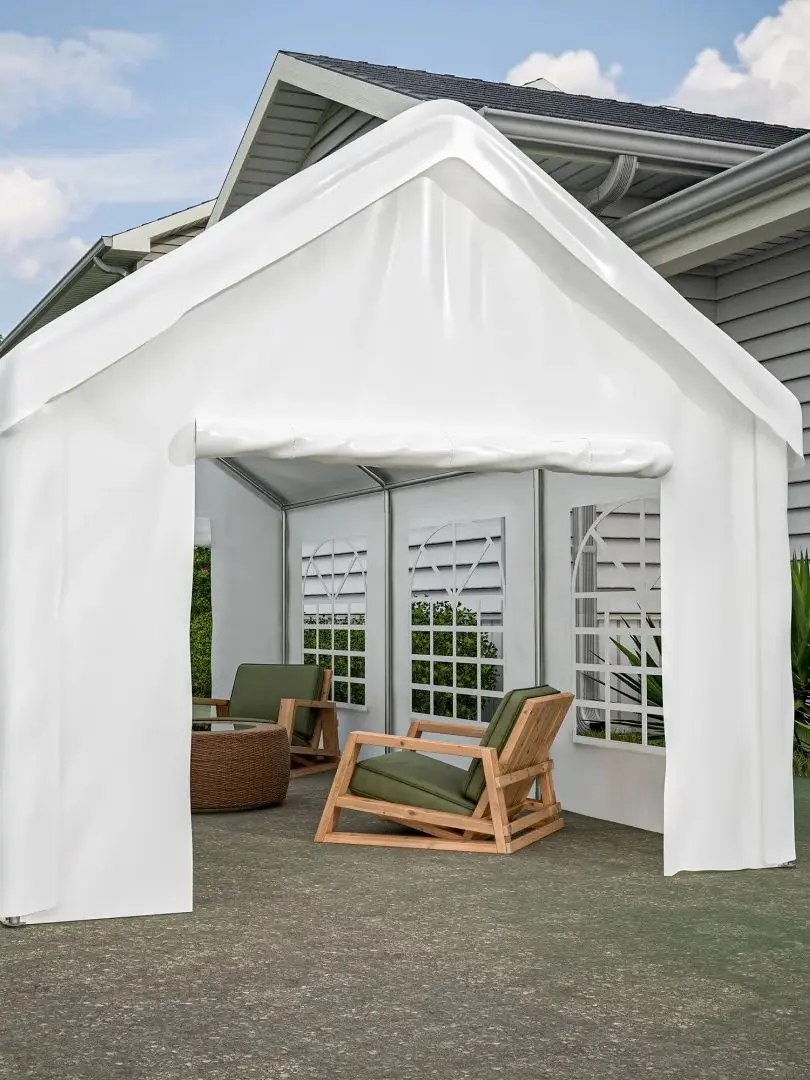Fietsenstalling 187x100x160 cm zwart stalen frame, tent en PE-doek, tuinberging. Buitengereedschapenschuur - afbeelding 2