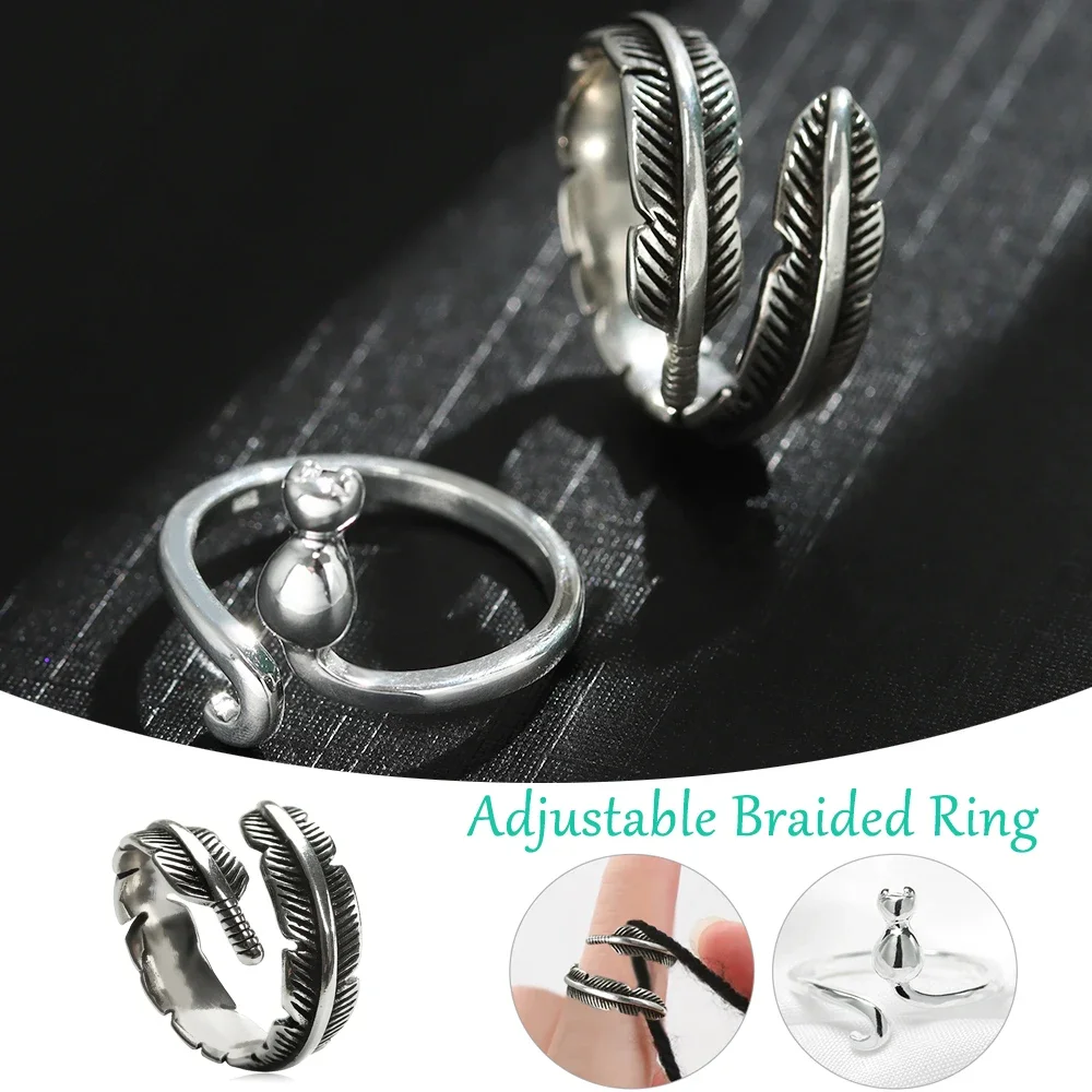 Open Finger Wear Thimble Jewelry Knitting Loop Knitted Ring Sewing Hook Crochet Loop