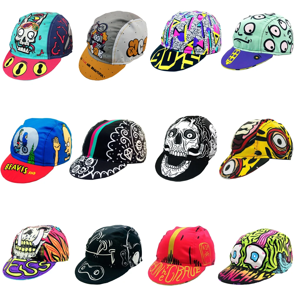 قبعة ركوب الدراجات على شكل جمجمة للرجال والنساء، قبعة دراجة طريق مونتان تحت الخوذة، قبعة ركوب الدراجات قابلة للتنفس، سريعة الجفاف