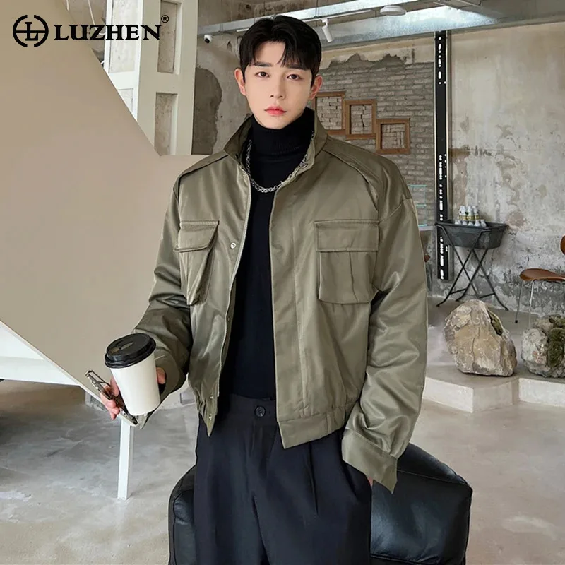 LUZHEN Jackets Thick Liner Cotton Pocket Design Stand Up Collar Simplicity Handsome Versatile Casual Men Outerwear Autumn LZ7719