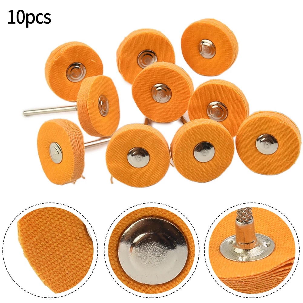 Gadget Elements Pack 10pcs for mini Buffing Polishing Wheel Wool Yellow Cotton Cloth Pads Shank Electrical Suitable