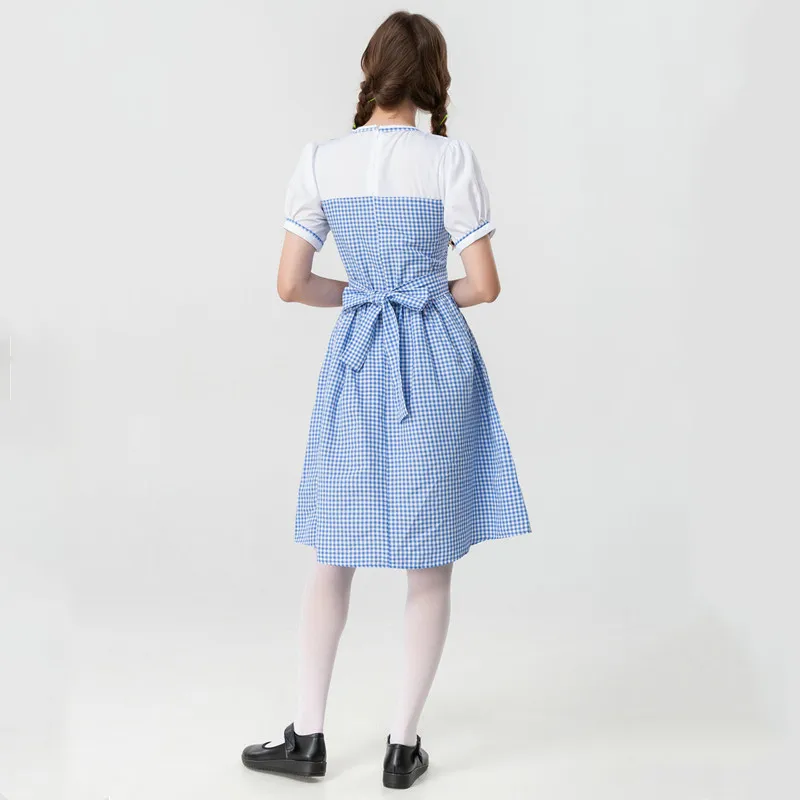 Adult Wizard Of Oz Dorothy Cosplay Costume Lady Blue White Plaid Alice Princess Dress Traditional Oktoberfest Dirndl Maid Outfit