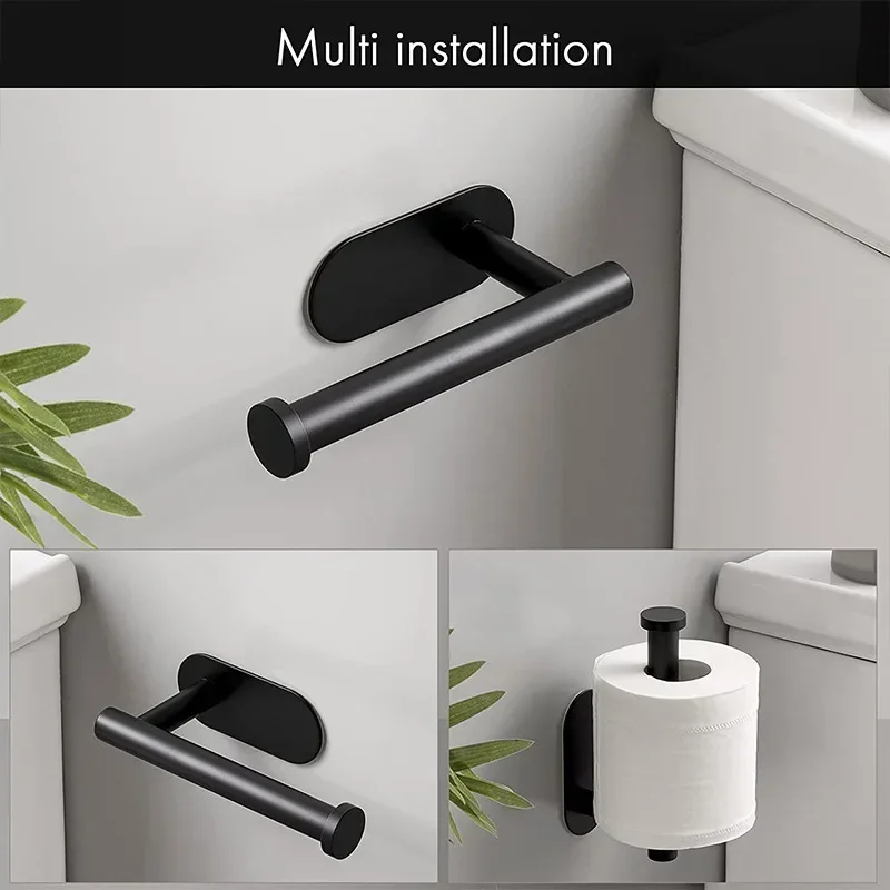 Toilet Paper Holder Wall Mount No Punching SUS304 Stainless Steel Self Adhesive Tissue Towel Roll Dispenser for Bathroom Kitchen