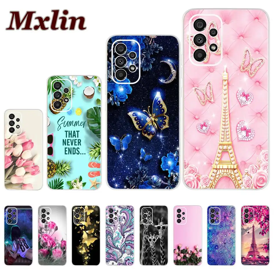 For Samsung Galaxy A53 A73 5G Case Fashion Butterfly Printed Back Cover For Samsung A53 A 53 A 73 GalaxyA53 2022 Funda Soft Capa