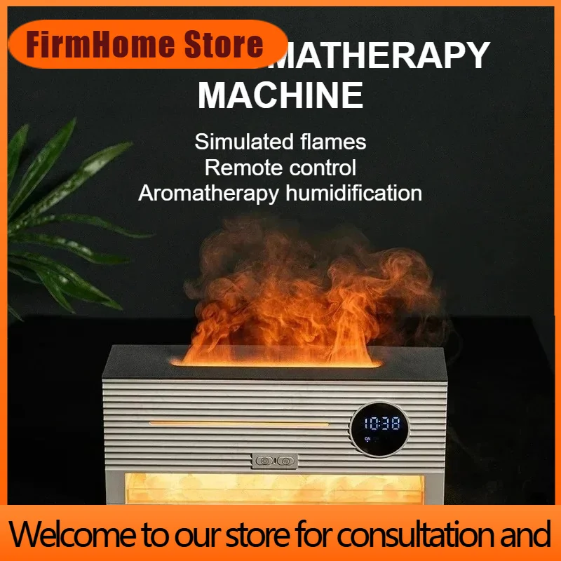 FirmHome StoreRock Flame Essential Oil Fragrance Humidifier Home Desktop Clock Salt Stone Atmosphere Lamp Aromatherapy Machine