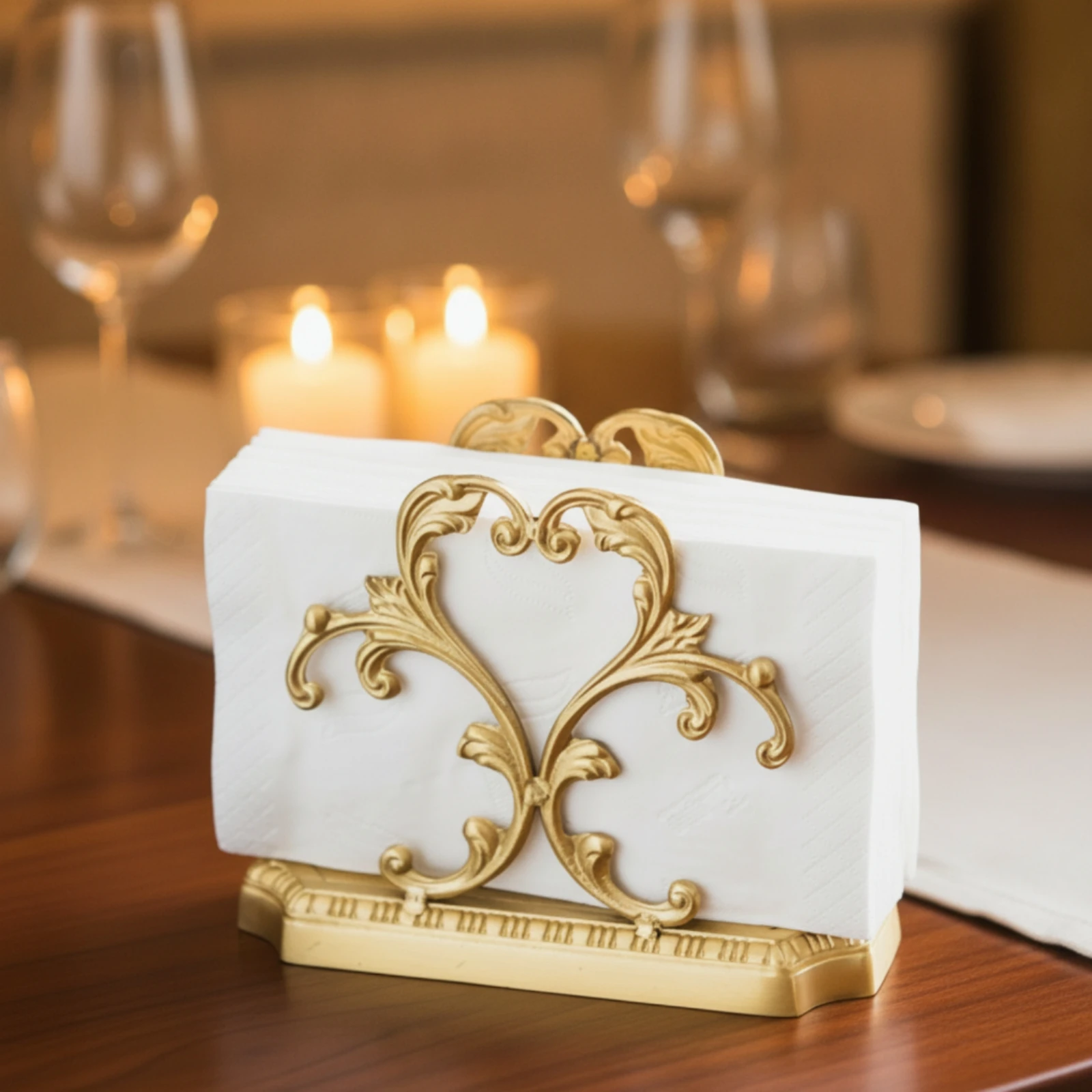 Metal Tissue Holder Brass Colored Ornate Tissue Holder Metal Napkin Dispenser Vintage Style