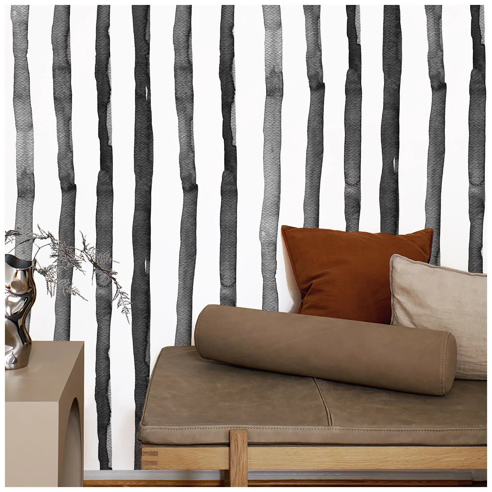 Boho Style Stripes Peel And Stick Wallpaper Indigo Black/White Self Adhesive Removable Vinyl for Bedroom Decor Durable