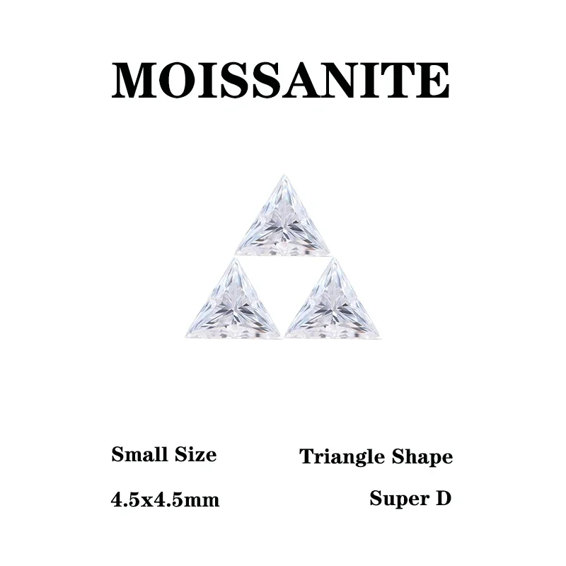 Moissanite Stone Super White D Color Triangle Cut  VVSS1 Small Size  DIY Ring Necklace Earrings Main Materials Charms Gemstone