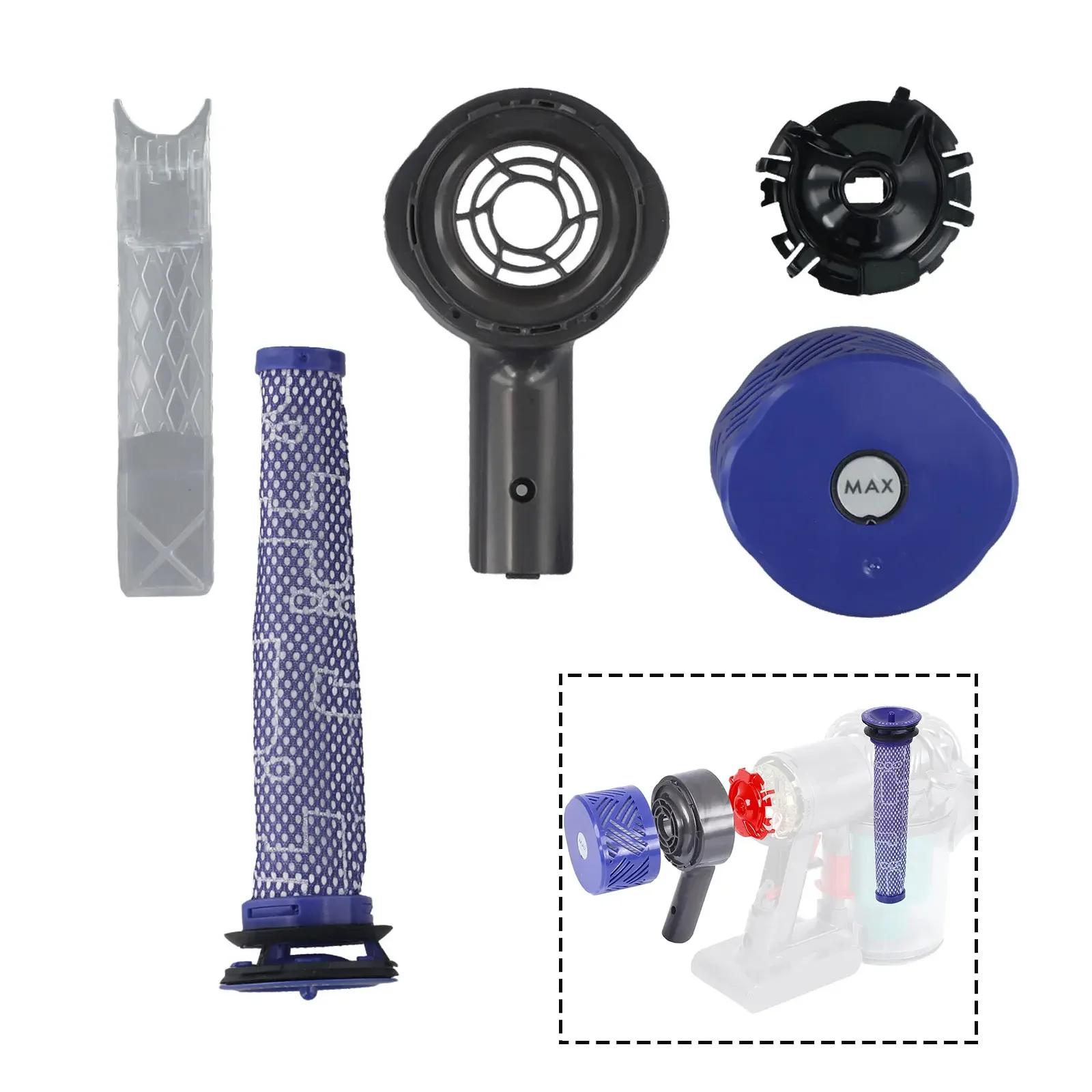 Motor Rear Cover Pre Post Filter Kit For Dyson V6 DC58 DC59 DC61 DC62 DC72 DC74 SV03 SV04 SV05 SV06 SV07 SV08 SV09