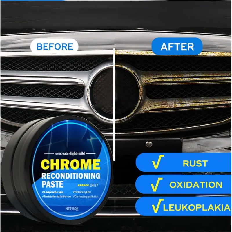 Car Chrome Cleaner Chrome Cleaner Metal Polish Rust Remover All Purpose Chrome Restorer Protectant Metal Gloss Polish For