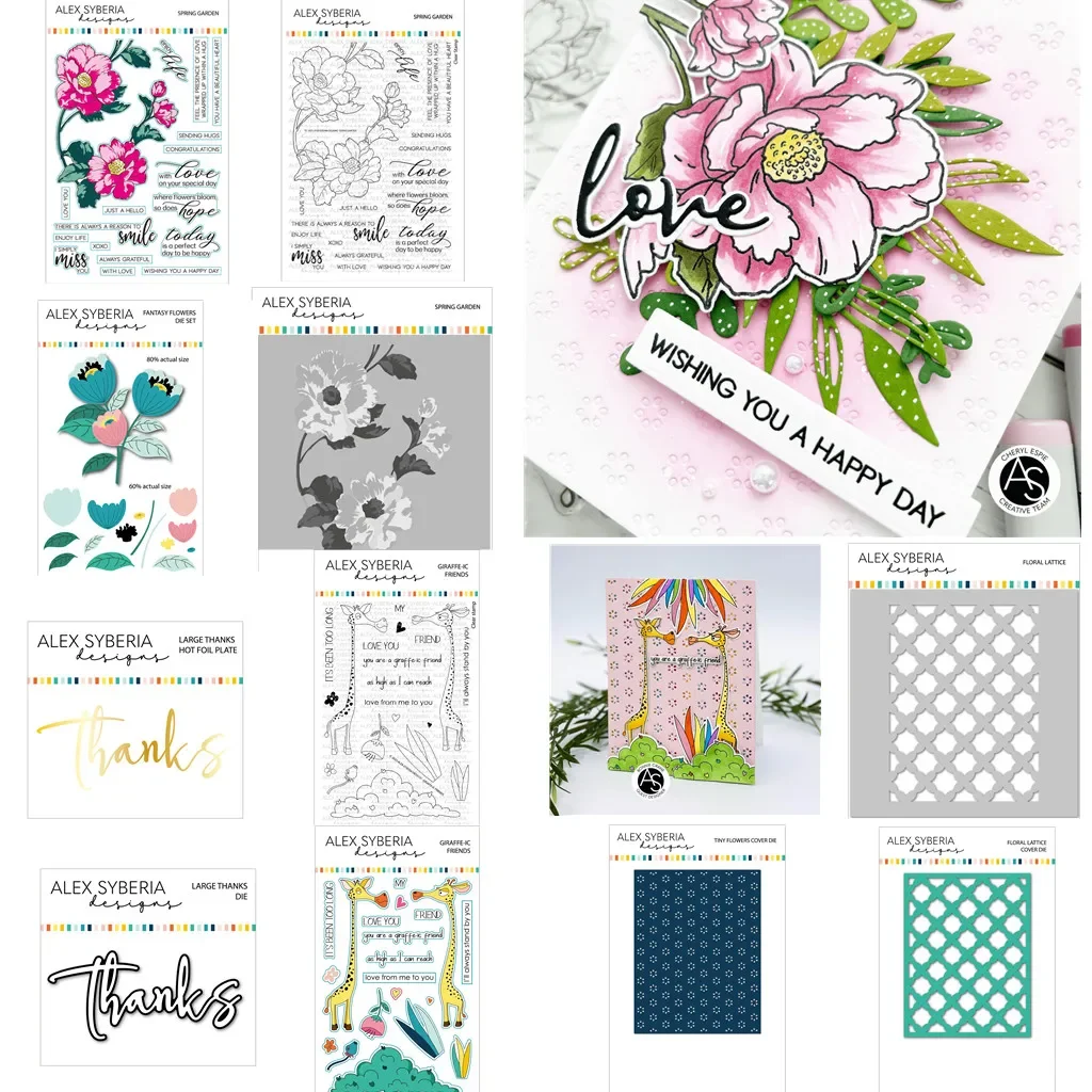 

Spring Flowers Metal Cutting Dies Clear Stamps Stencil Hot Foil Mold Craft Decoration Embossing Template DIY Greeting Card Handm