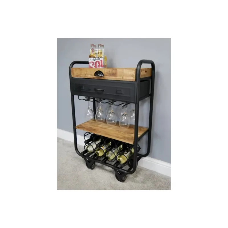 Antique Solid Wood Mango Wood Restaurant Bar Table Locker 4 Storage Boxes Drawer Foldable Retractable Furniture Blue Ocean Color