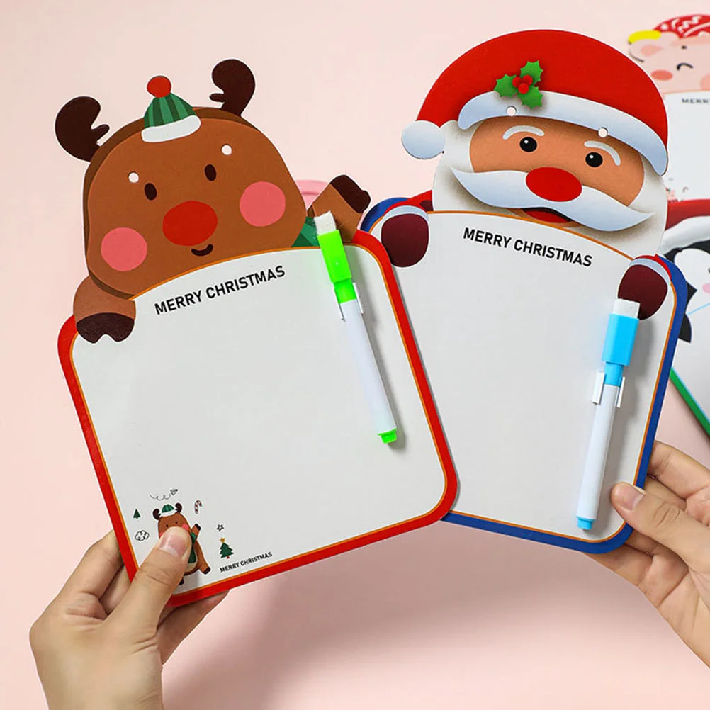 3 juegos de tablero de dibujo navideño, marcadores borrables para niños, pizarra blanca de papel de borrado en seco para escritura de doble cara