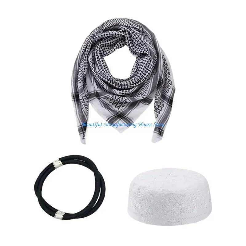 E56A Quick Dry Arabic Scarf Set Shemagh Fabric For Sensitive Skin Easy Maintenance And Cosplay Use