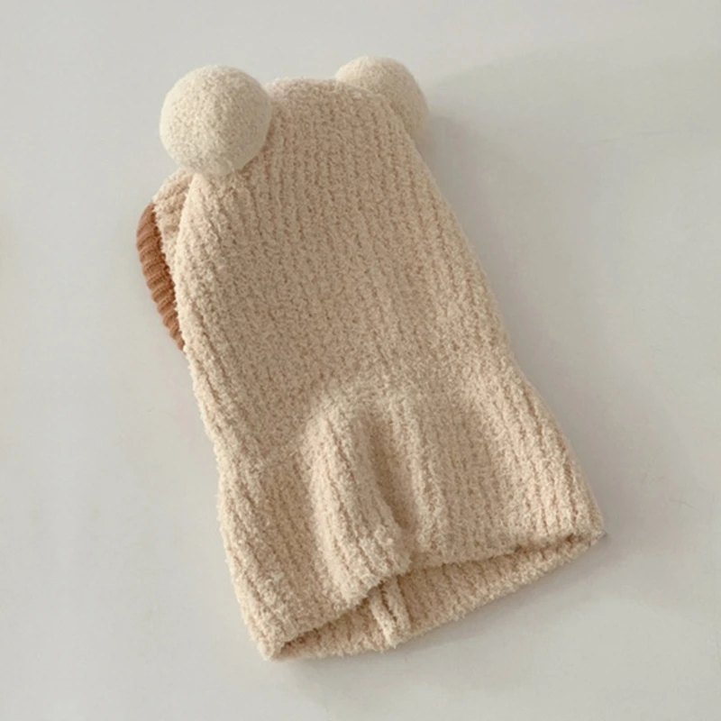 Chapéu quente cachecol à prova integrado lenço pescoço desenhos animados pom pom earflap inverno bonnet boné do