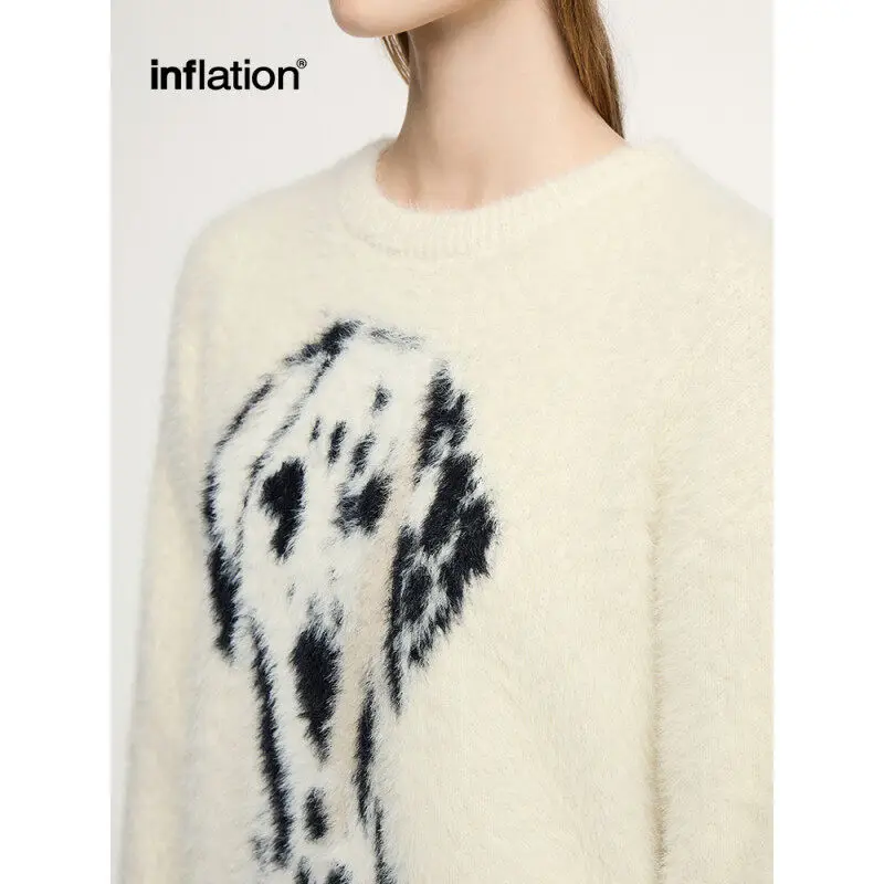 Dalmatian jacquard sweater Autumn/Winter 2024 new fashion brand loose round neck lazy knit top
