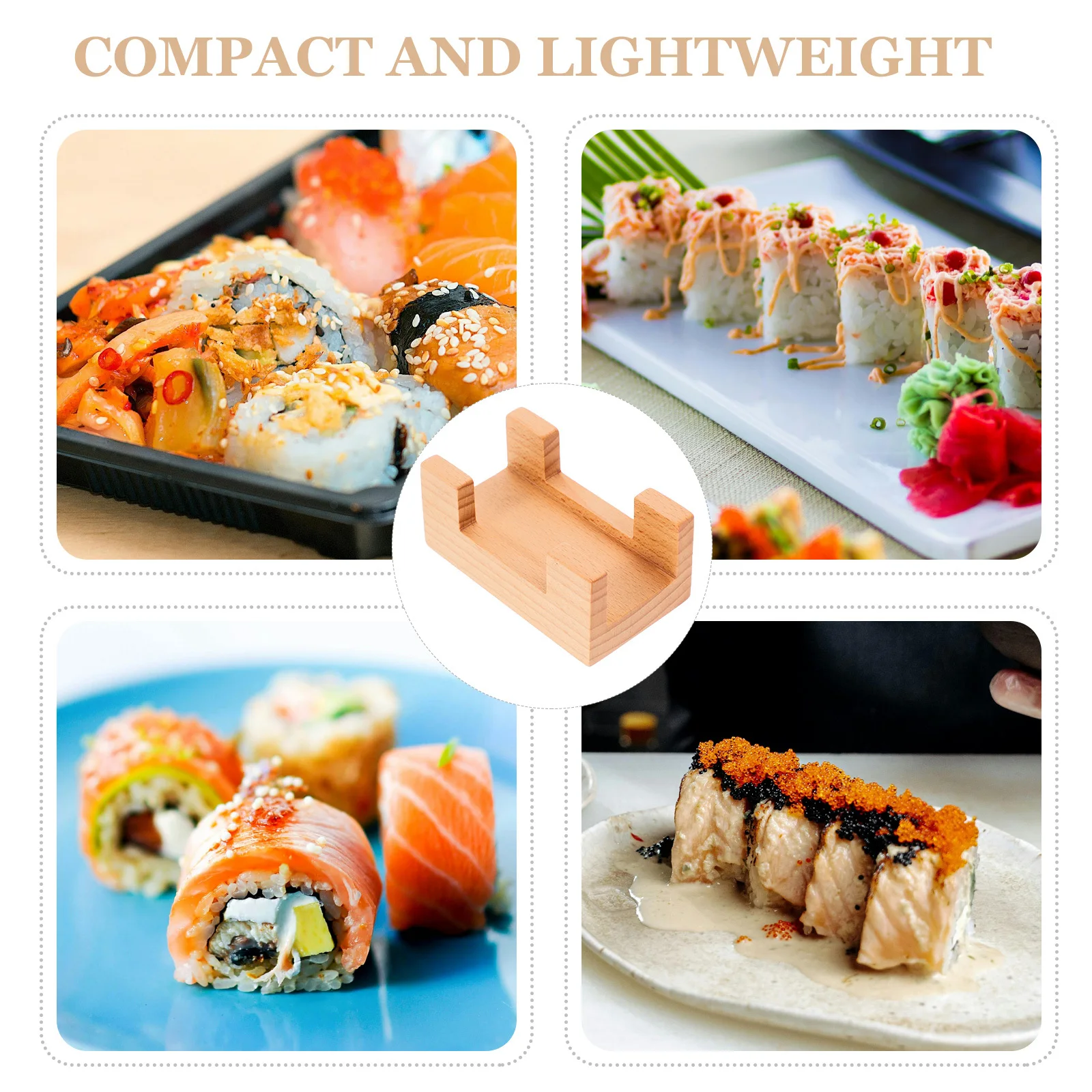 

Wooden Sushi Roll Holder Lightweight Classic Sushi Hand Roll Stand for Restaurant Hotel Japanese Style Food Display Tray