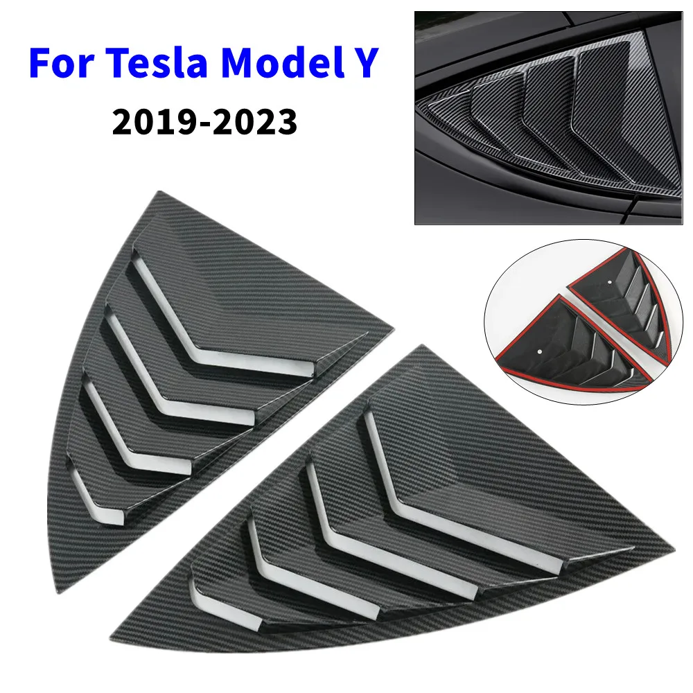 

2PCS For Tesla Model Y 2019-2023 Car Rear Window Quarter Louver Cover Exterior Side Vent Shutter Trim Scoop Accessories