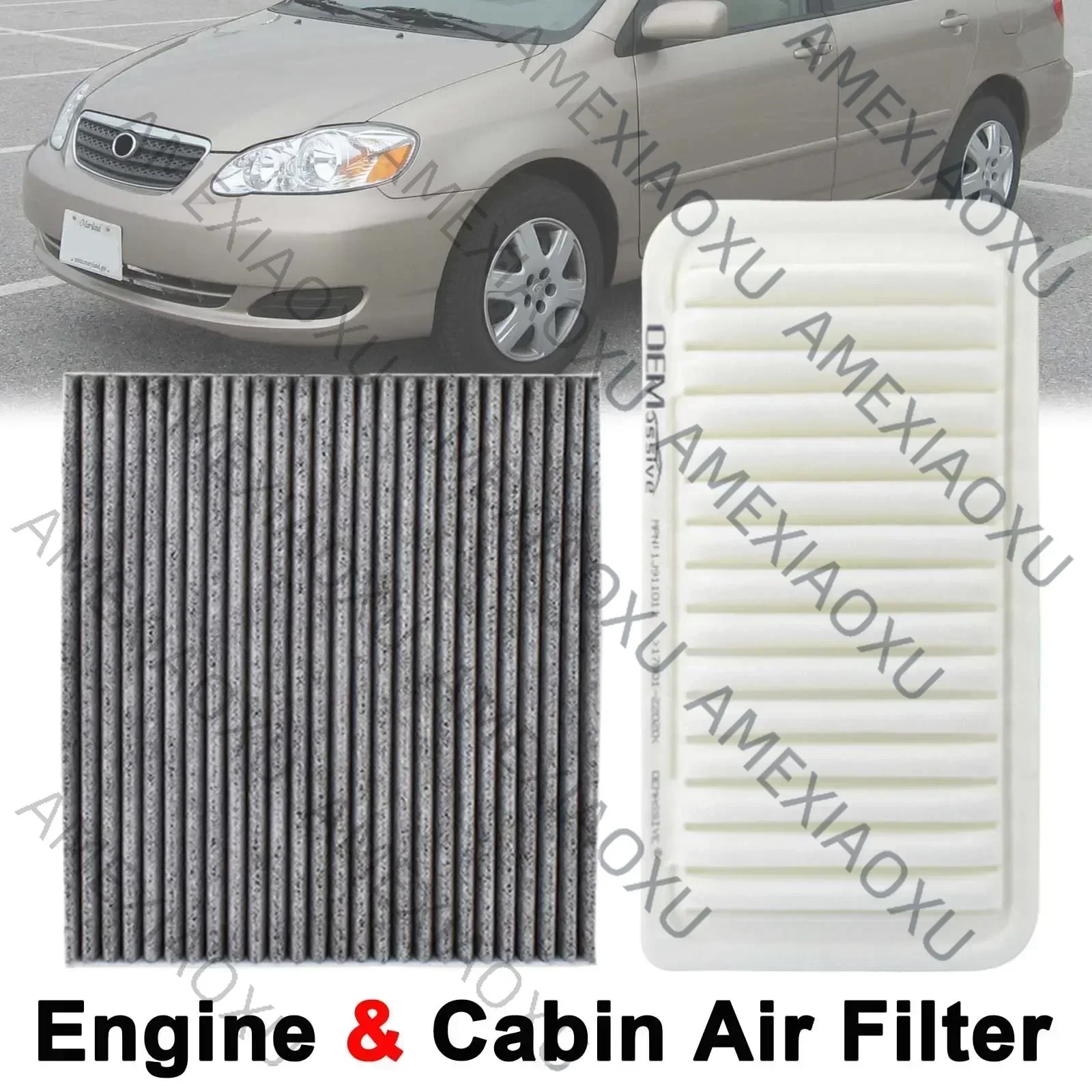 17801-22020 88568-02020 Combo Set Engine Cabin Pollen Air Filter For Toyota Matrix Corolla L4 1.8L 2003 2004 2005 2006 2007 2008