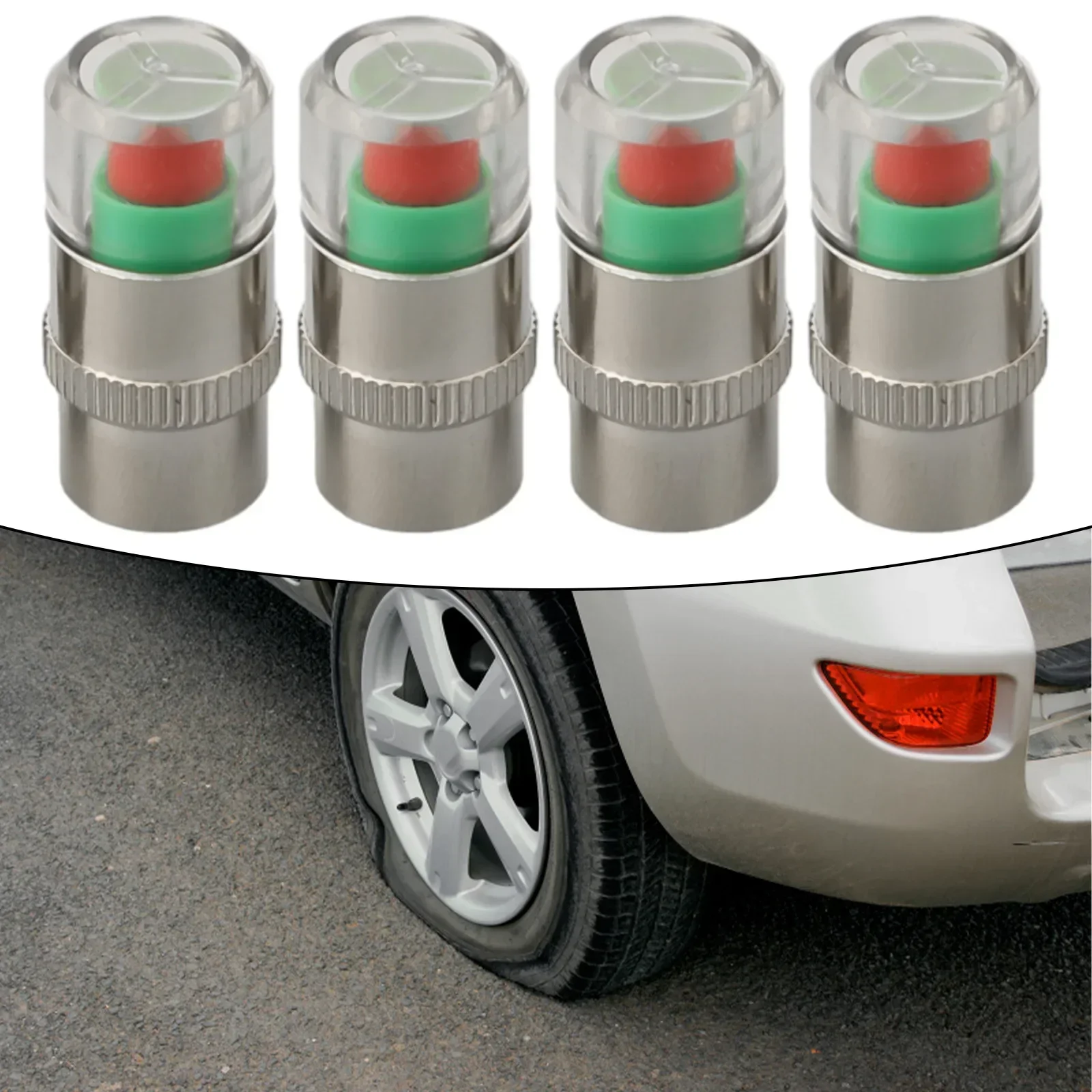 

Ensure Tire Safety Visual Indicator for Low Pressure 4 PCS Car Auto Tire Pressure Test Monitor Valve Stem Cap Sensor