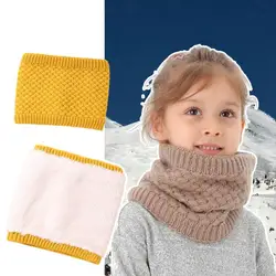 Autumn Winter Baby Scarf Knitted Children Thick Warm Neck Collar Fleece Lined Kids Neckerchief Boys Girls Windproof Neck Warmers