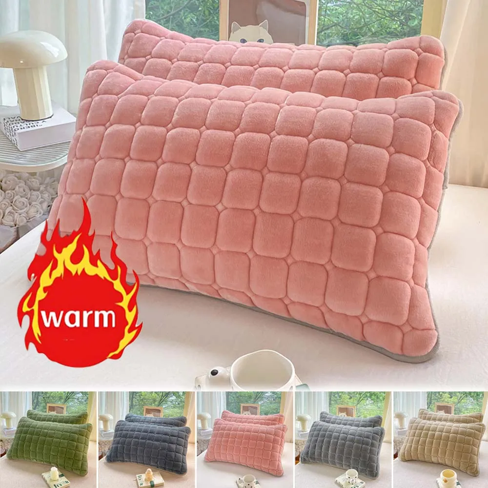 

Soft Comfortable Pillowcase Winter Warm Thickened Milk Velvet Cotton Filled Printed Sleeping Pillow Covers Наволочка Новогодняя