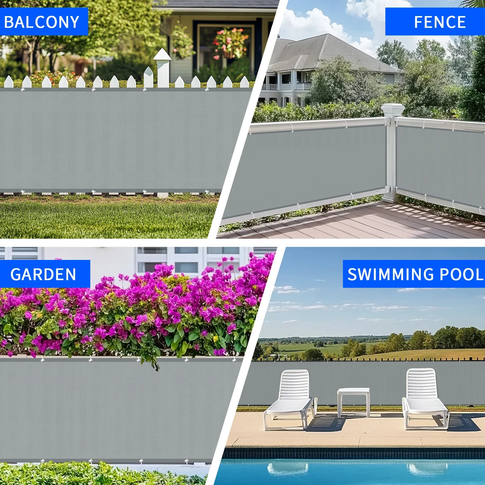 Balcony Privacy Shade Cloth Waterproof Fence Sunshade Netting 95% UV Protection for Garden Shelter Deck Porch Railing Pool Decor