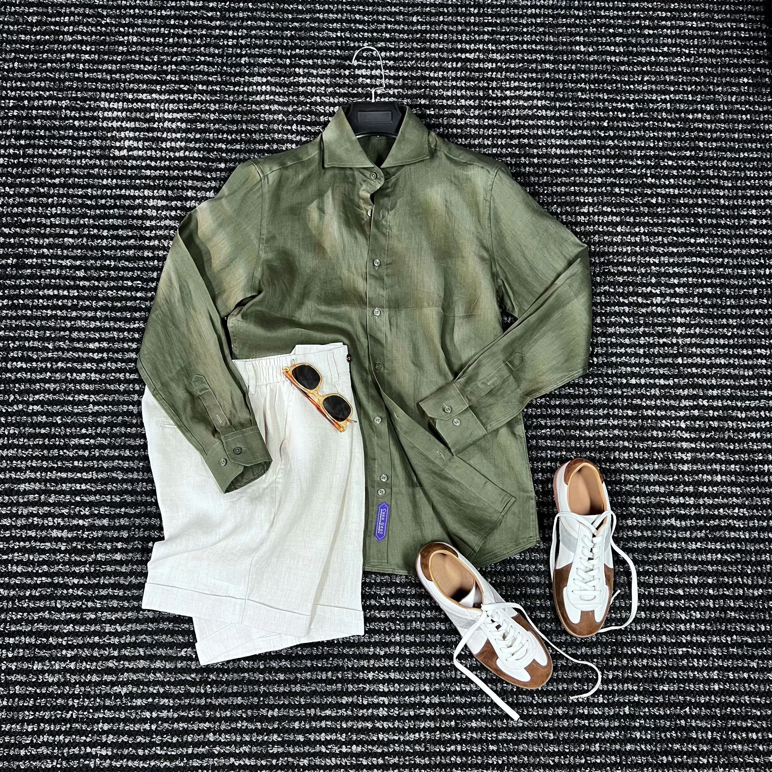 Gentleman's Old Money Wind 100 Linen Long Sleeve Shirt Men's Fashion Gentleman's Elegant Shirt