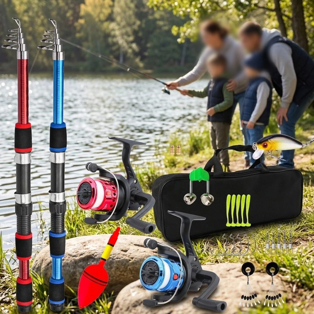 For Lake Fishing Portable Fishing Gear Fishing Rod Set For Weekend Trips Fishing Reel 5.2 1 Gear Ratio Quick Line Retrieval