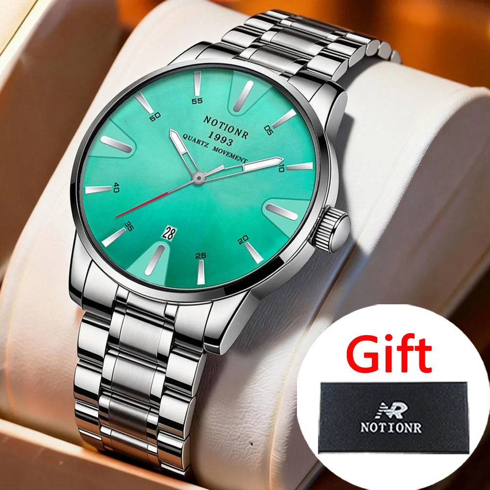 Luxury Men's Watch - Top Brand Wristwatch with Calendar, Stainless Steel Strap Watch, Ideal Christmas Gift, Black Gift Box