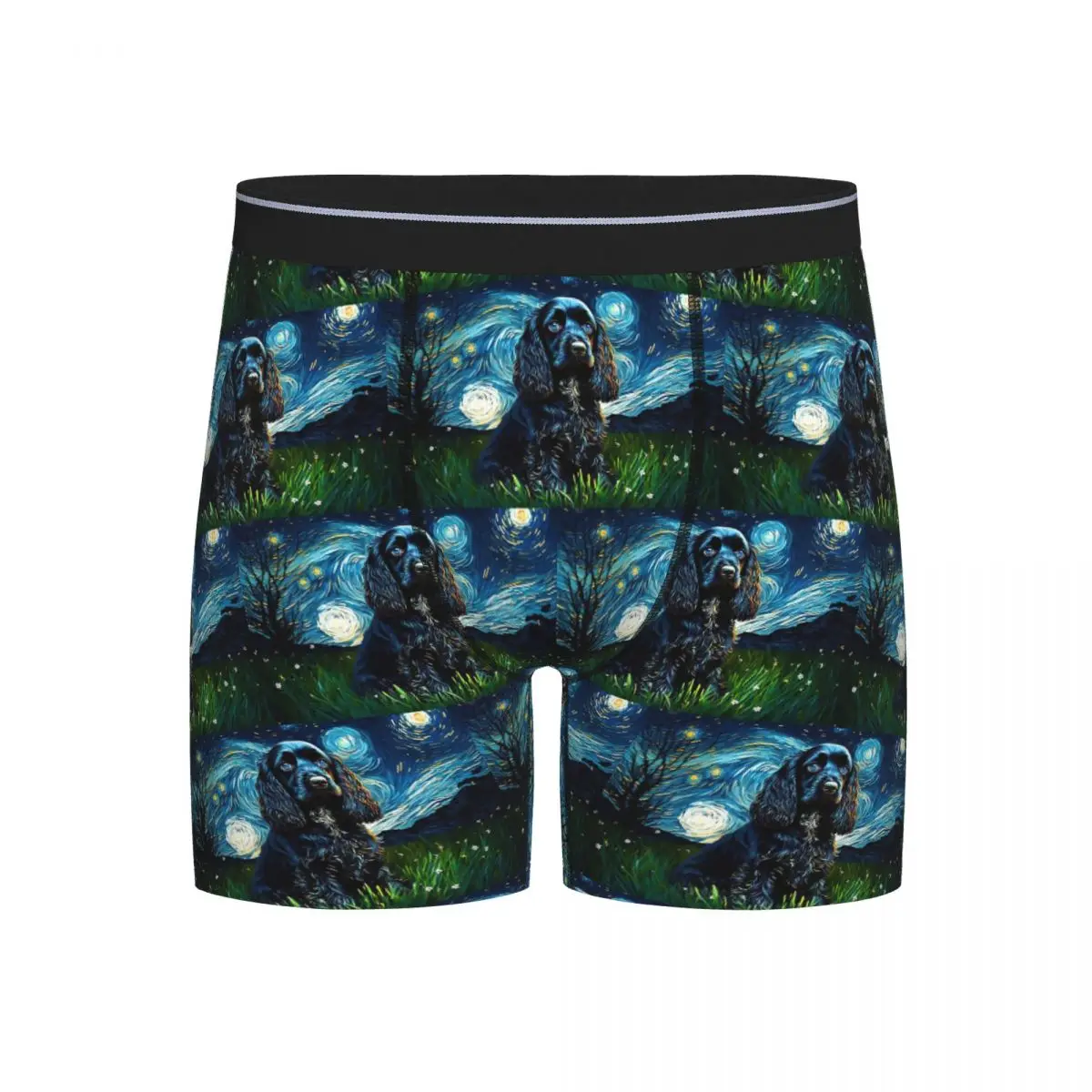 

Long Boxer Underpants Shorts A Cocker Spaniel Puppy Starry Night Panties Men Ventilate Underwear for Homme Man Boyfriend Gifts