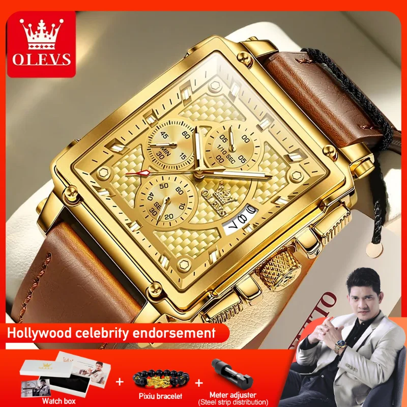 

OLEVS 9925 Men Watch Original Business Quartz Watch Waterproof Leather Watch for Men Single Calendar Multifunctional Chronograph