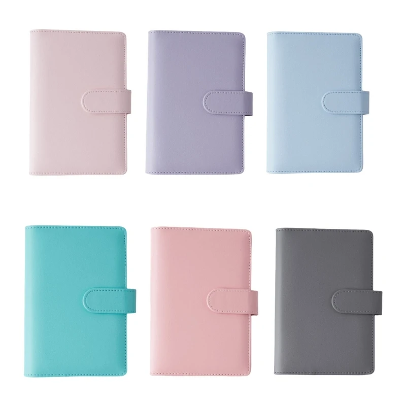 

E8BA PU Leather 6 Rings Binder Notebook Binder Covers Refillable Budget Binder