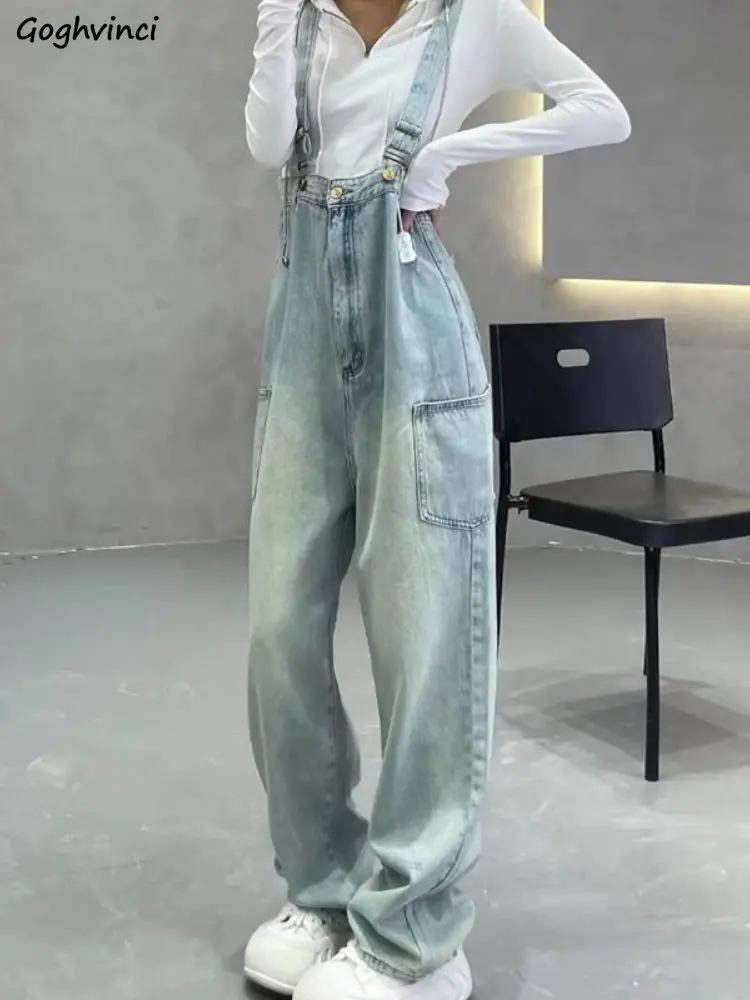 

Jumpsuits Women Solid Design Distressed High Waist Streetwear Ulzzang New Wide Leg Simple Summer All-match Chic Fit Trendy Sweet