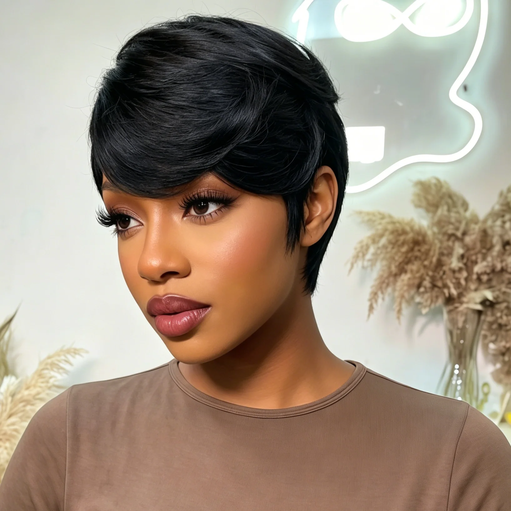 

Pixie Cut Wig Brazilian Human Hair Short Wig for Women Full Machine Made Wigs for Daily Use