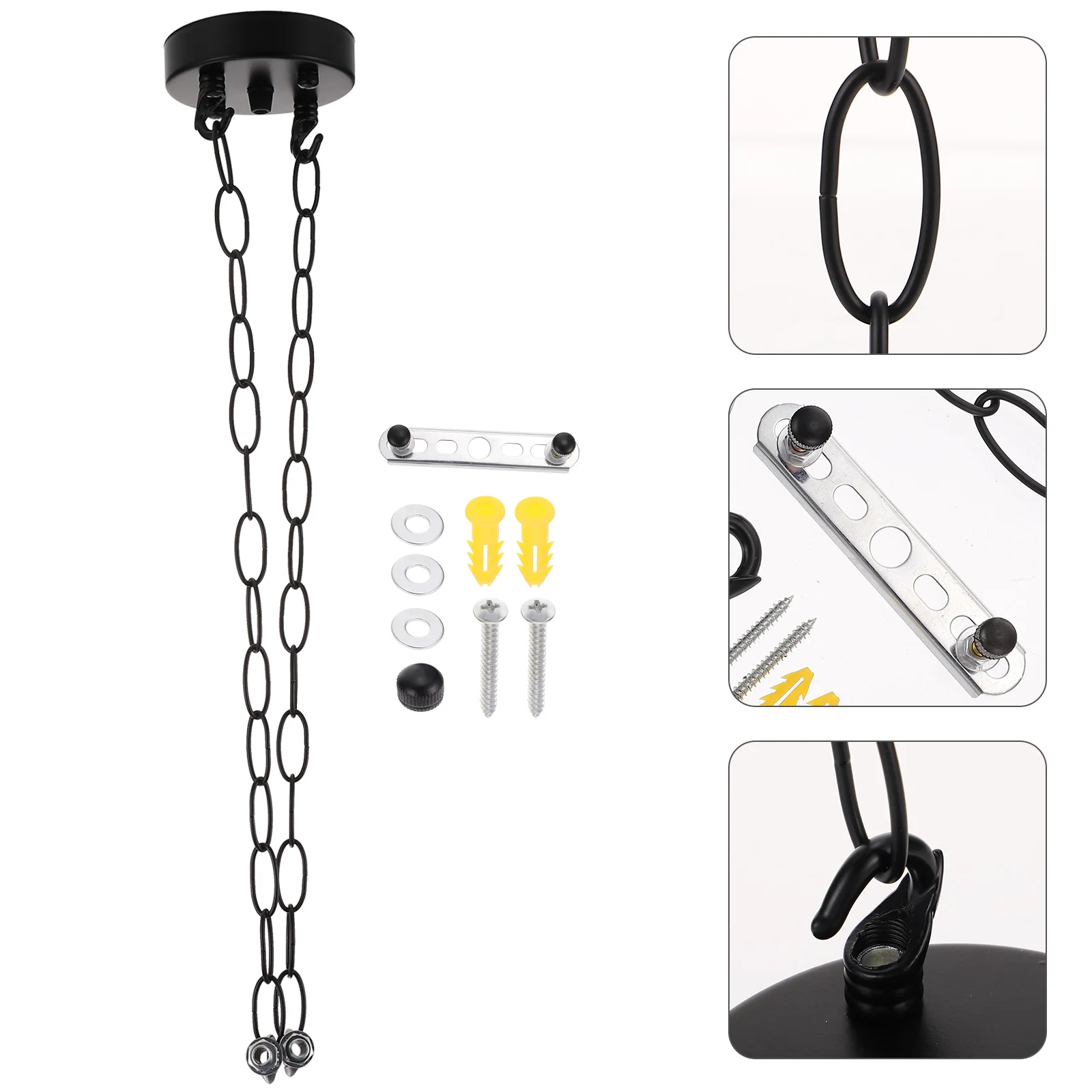 Hooks Lamp Ceiling Hanging Chain Pendant Light Canopy for Chandelier Metal Kit Black Mounting