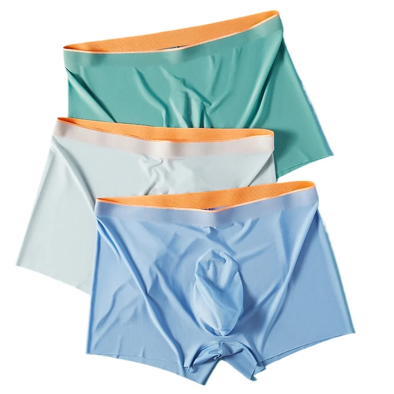Men's Ice Silk Underwear 5d Pouch Boxers Seamless Mask Panties Summer Ice Feeling Quick Drying Underpants Breathable Trunks